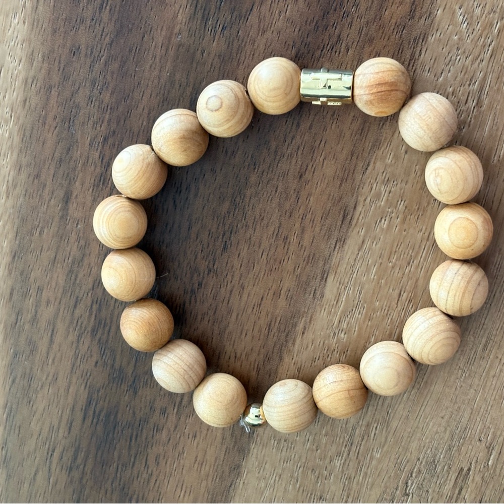 Sandal wood bracelet with 14K gold filled cross